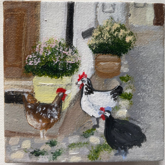 Hens and Guinea Fowl, Devon