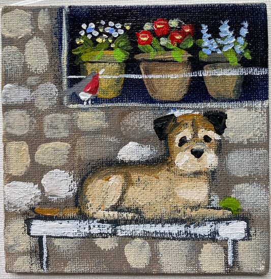 A Bench Under The Flower Pots