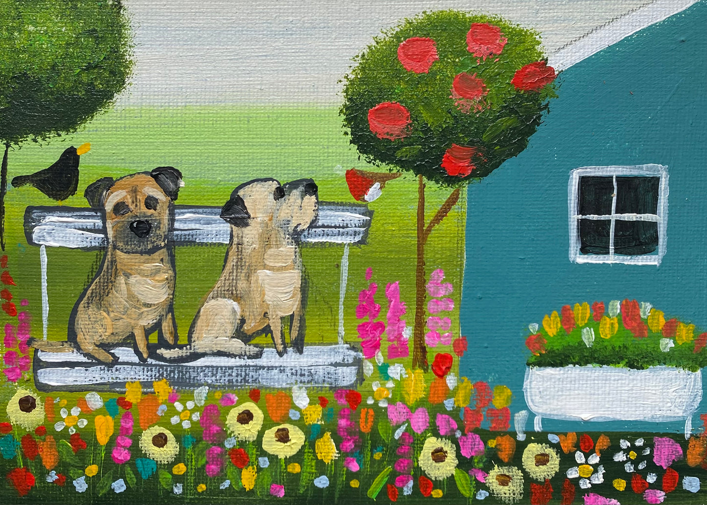 A Bench By The Blue Summerhouse