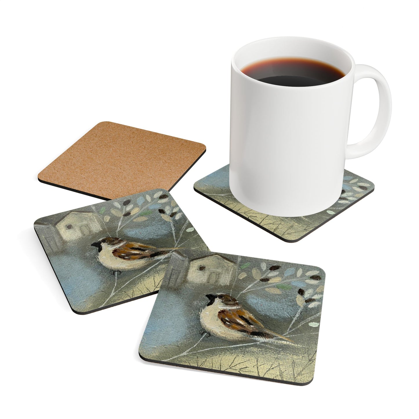 Mr Sparrow - Corkwood Coaster Set