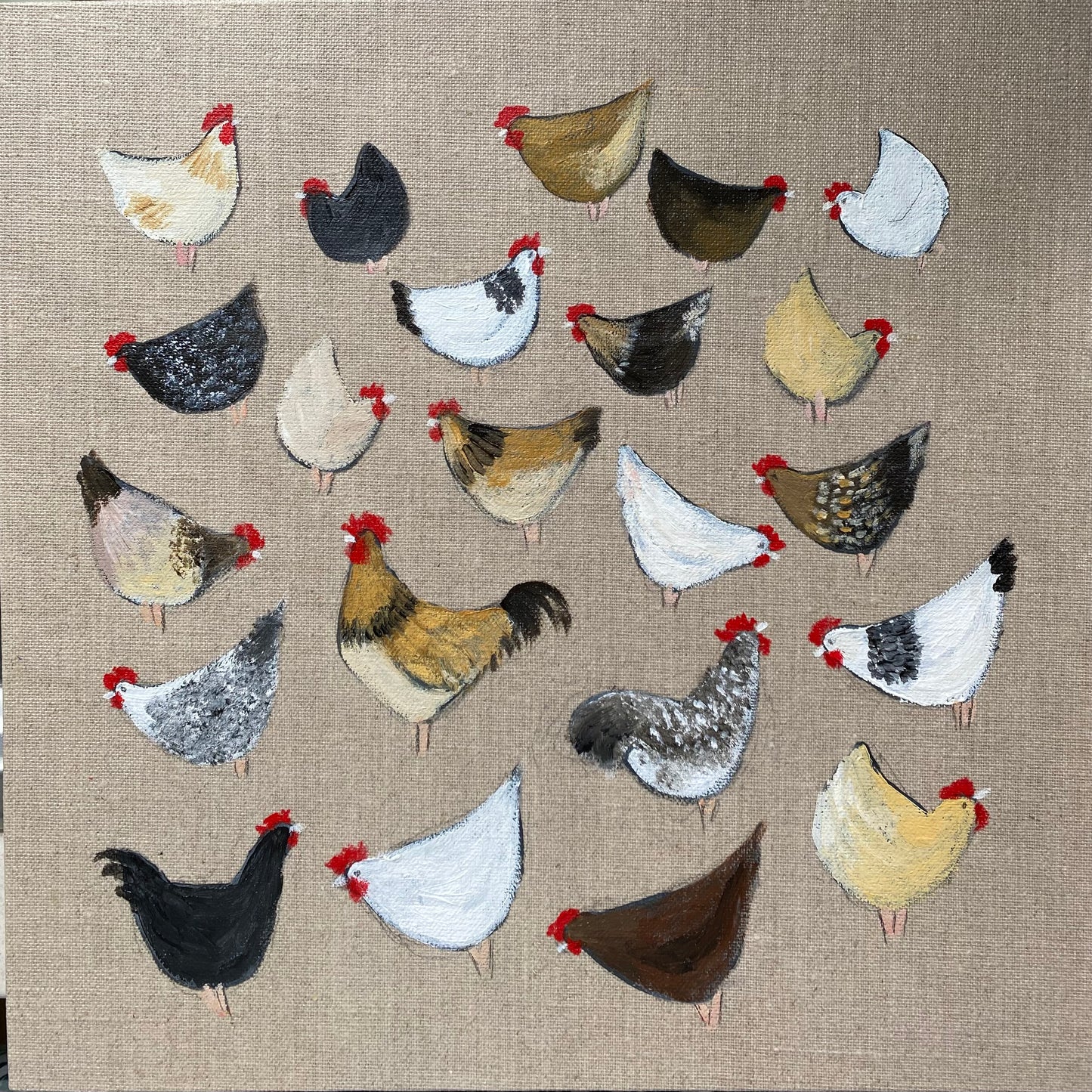 Hens on Linen