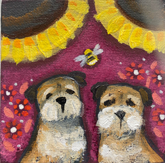 Sunflowers on Crimson