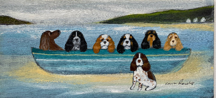 Seven Spaniels Stuck On A Sandbank