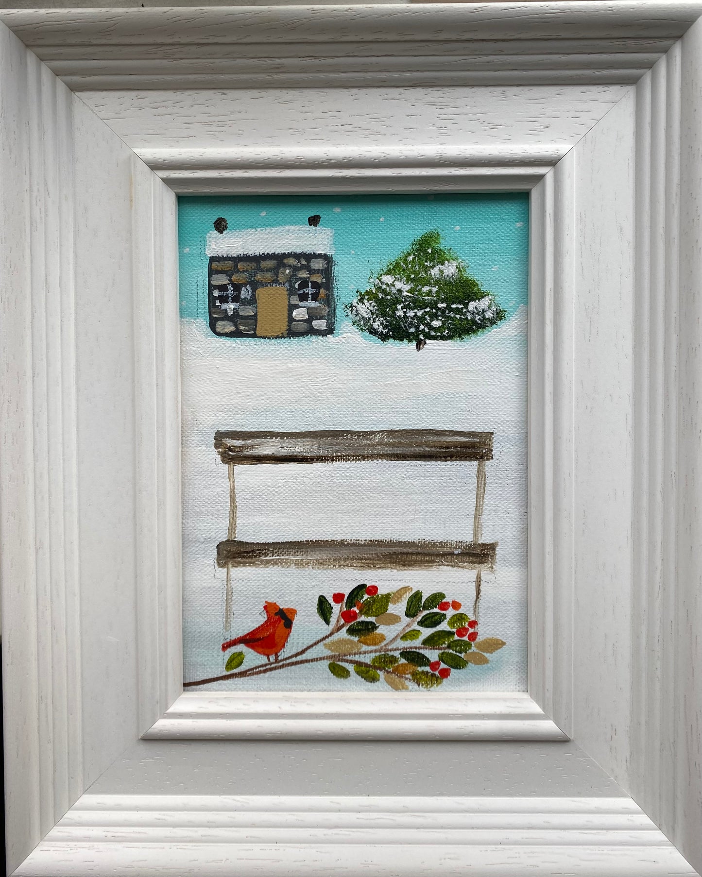 A Snowy Bench For Two ( customer commission)