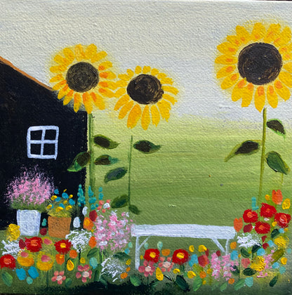 A Bench Amongst The Sunflowers ( personalised painting opportunity)