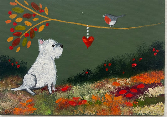 Little Westie and the Robin