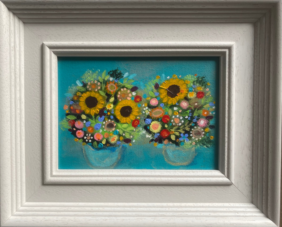 Sunflowers on Teal