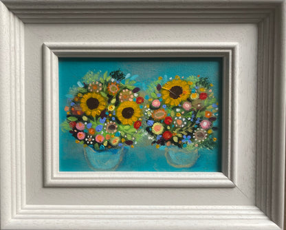 Sunflowers on Teal